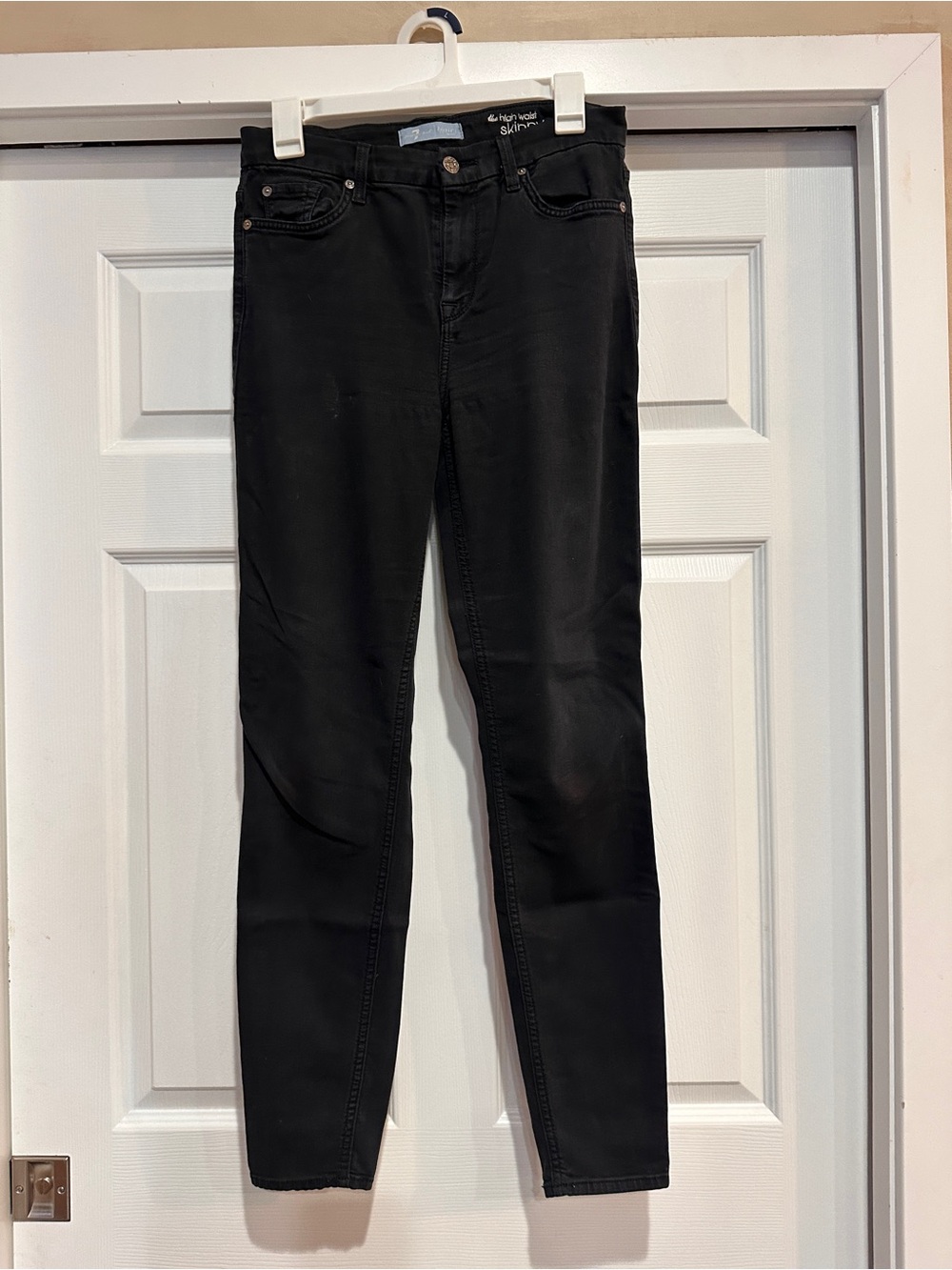 7 For All Mankind Black High-Rise Skinny Jeans
